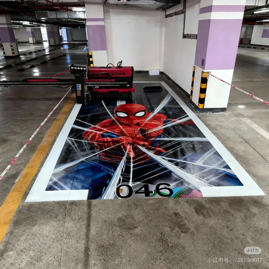 3D resin floor logo graphic in a car park bay