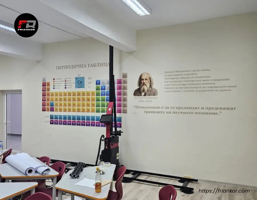 Children's educational mural printed on a nursery wall