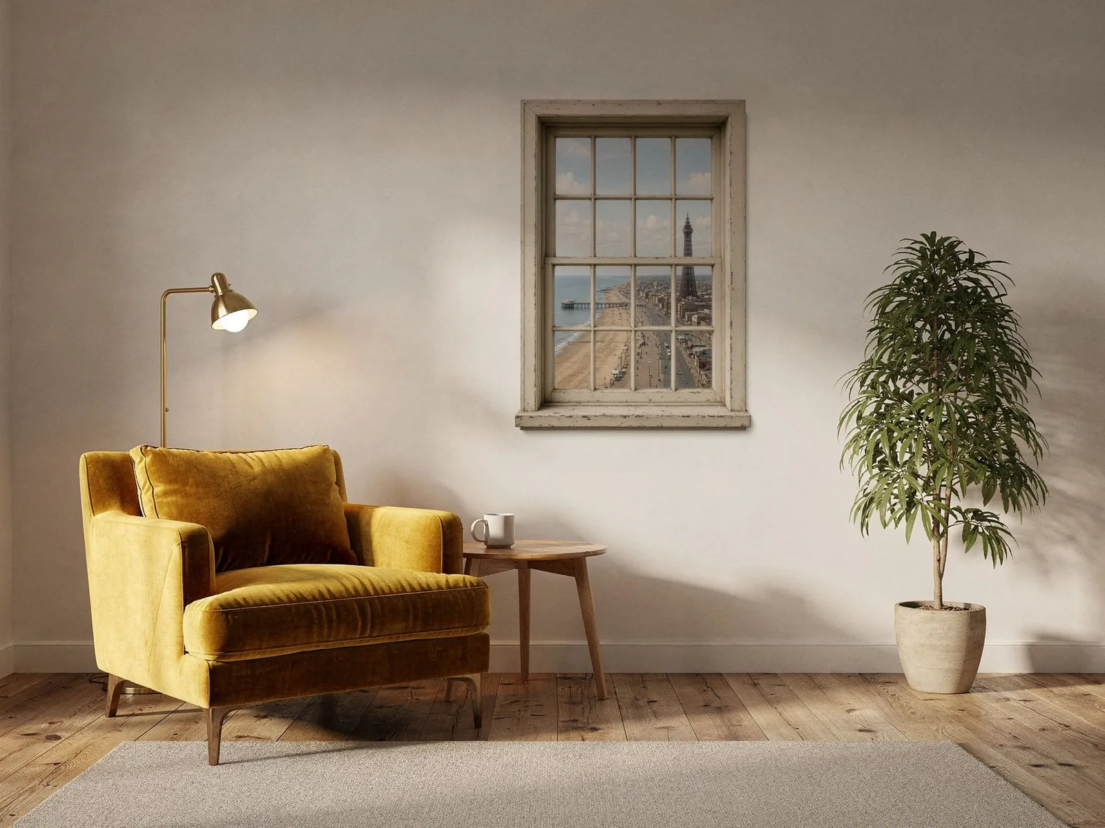 Blackpool Tower Sash Window printed on a wall